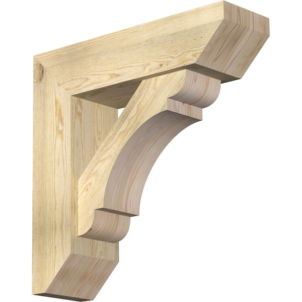 Ekena Millwork Olympic Slat Rough Sawn Bracket w/ Offset Brace, Douglas Fir, 8"W x 28"D x 28"H BKT0806X28X28OLY06RDF - main